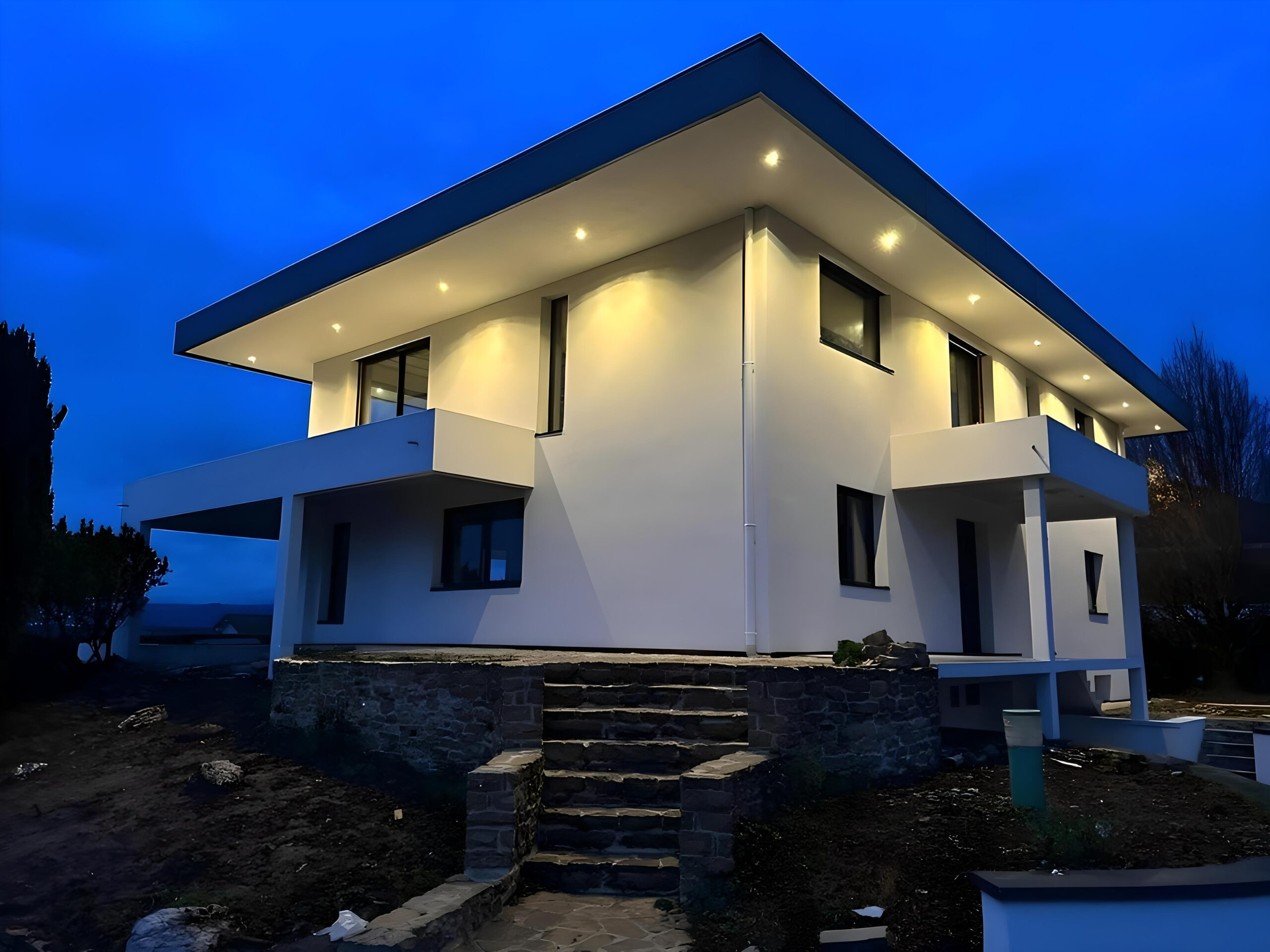 Exterieur Nuit - Rehausse - Surélévation Genève - Entreprise construction bois